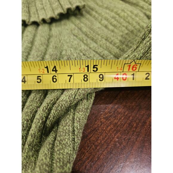 Y2k Ribbed Henley Sweater Green Button Vintage Size M Hannah - Picture 3 of 5